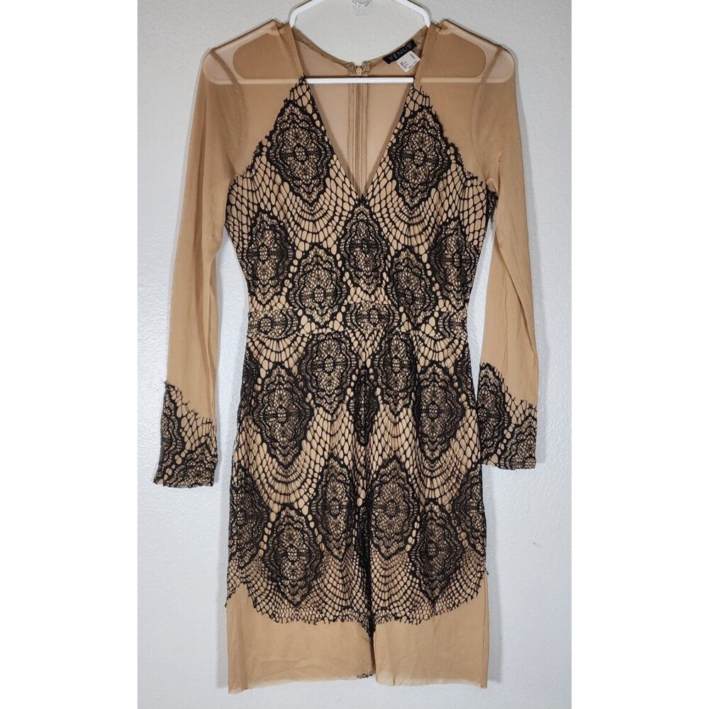 Venus Black & Tan Mesh Dress Women's Size 4